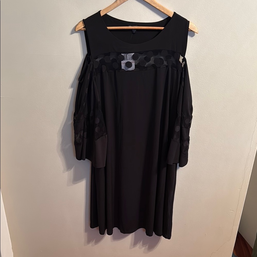 Nina Leonard Elegant Black Cold Shoulder Dress